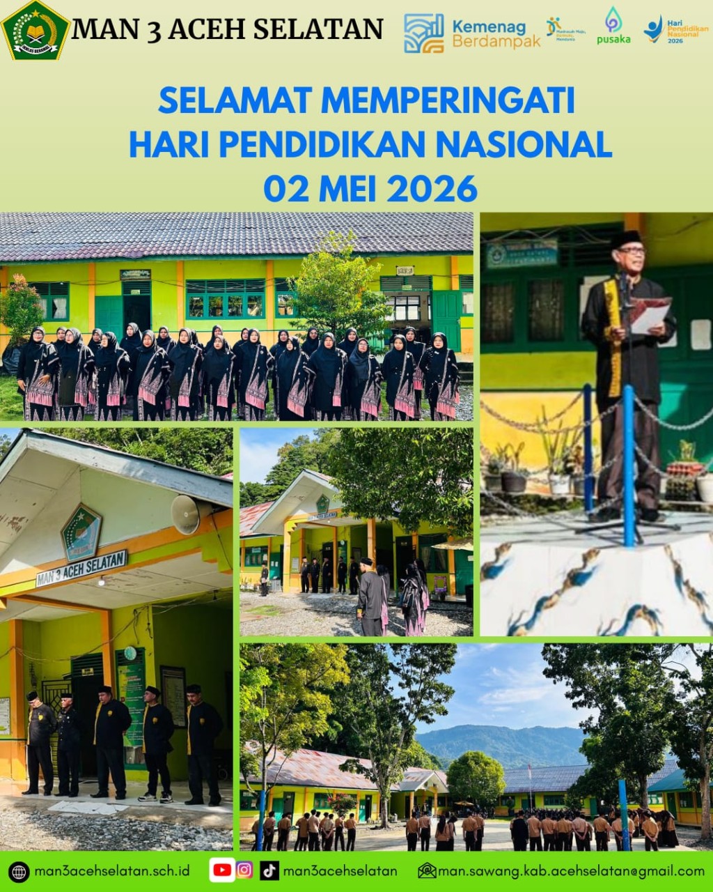 MAN 3 Aceh Gelar Upacara Hari Pendidikan Nasional 2026, Pengawas Pembina Bapak Jamaluddin, S.Pd. M.Si  Bertindak sebagai Pembina 