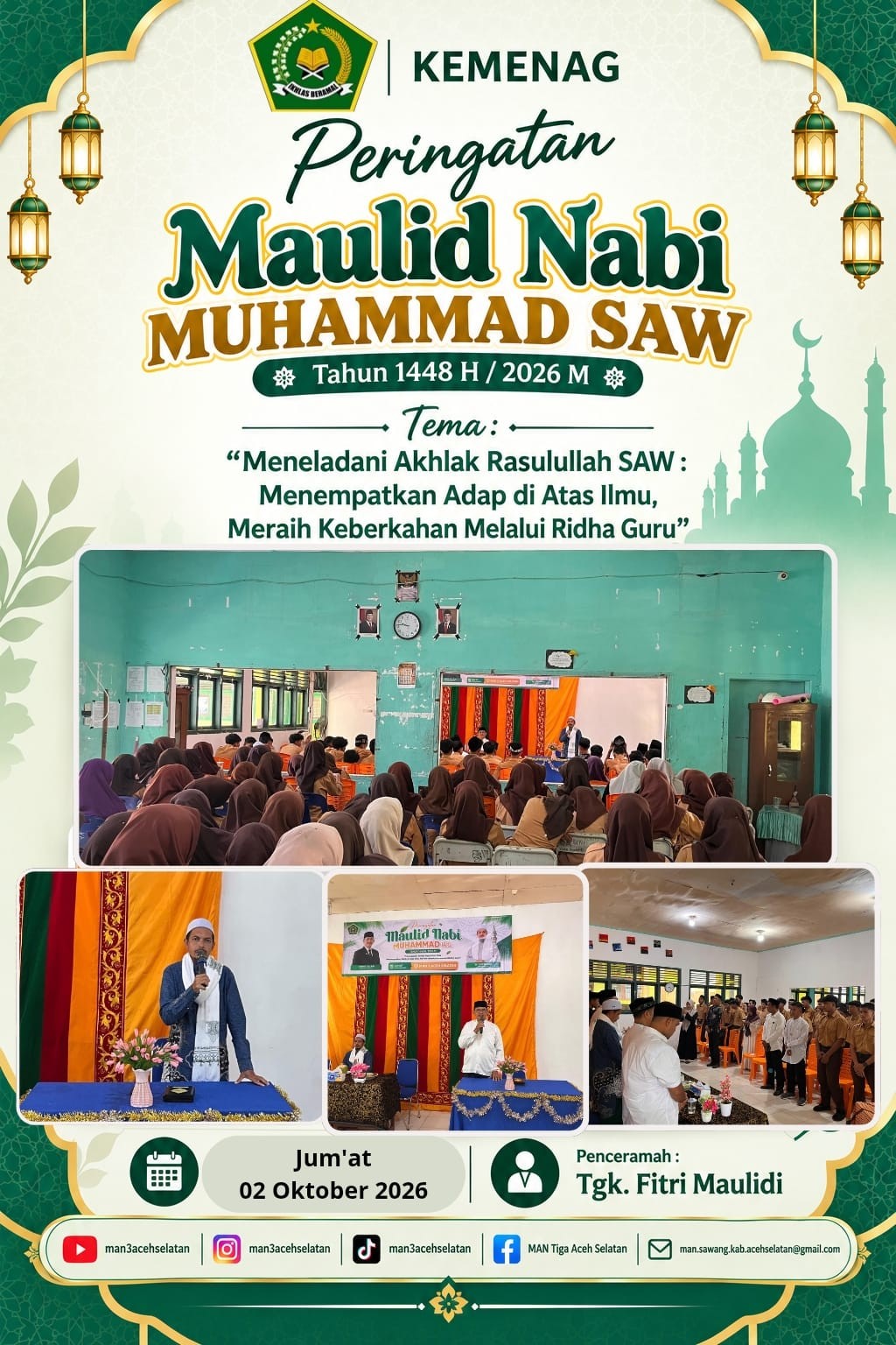 Peringatan Maulid Nabi Muhammad SAW 1448 H di MAN 3 Aceh Selatan, Tanamkan Adab Sebelum Ilmu